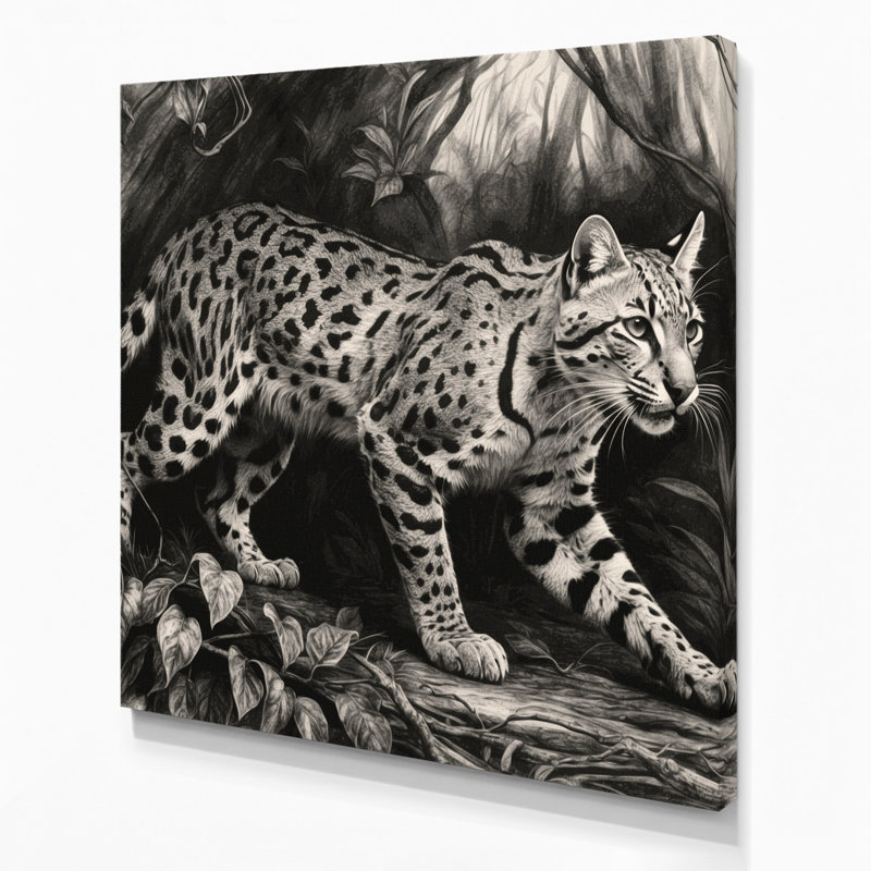 «Big Cats», art mural brun sur toile Ocelot, H 8 po x l 8 po