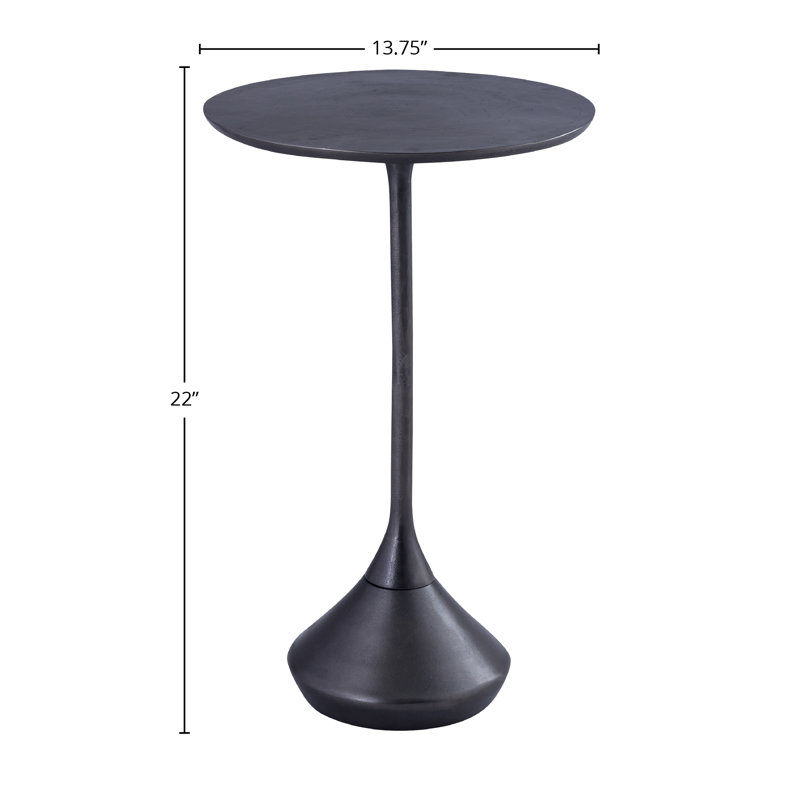 Melancthon Tall Aluminum End Table, Antique Black, 22" H x 13.75" W x 13.75" D