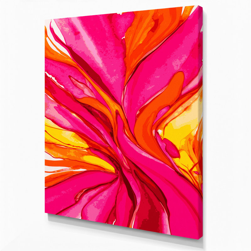 "Watercolor Abstract 52", art mural sur toile rose, H 24 po x l 36 po