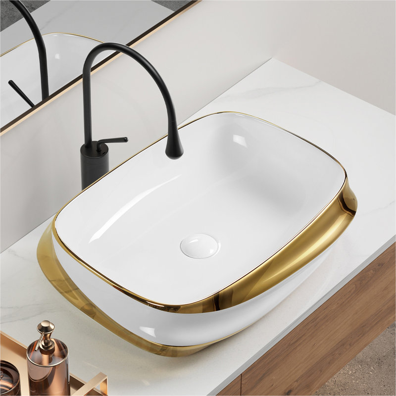Lavabo vasque en céramique 24 po x 17 po au-dessus du comptoir pour salle de bain
