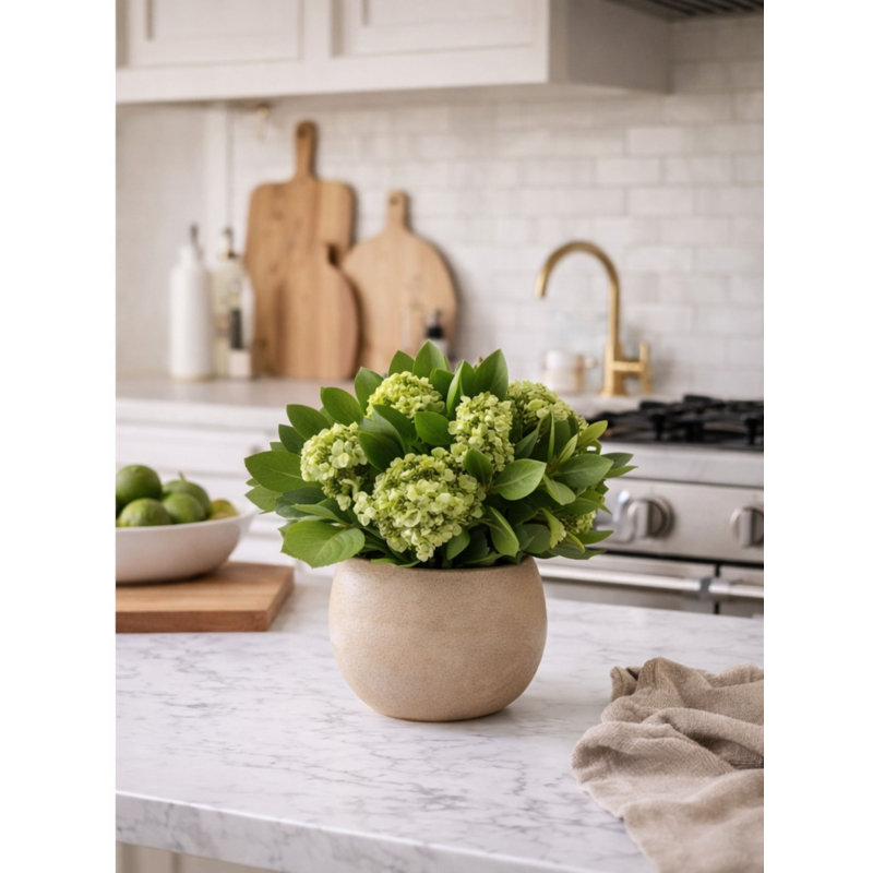Faux Greenery Arrangement in Gold Vase