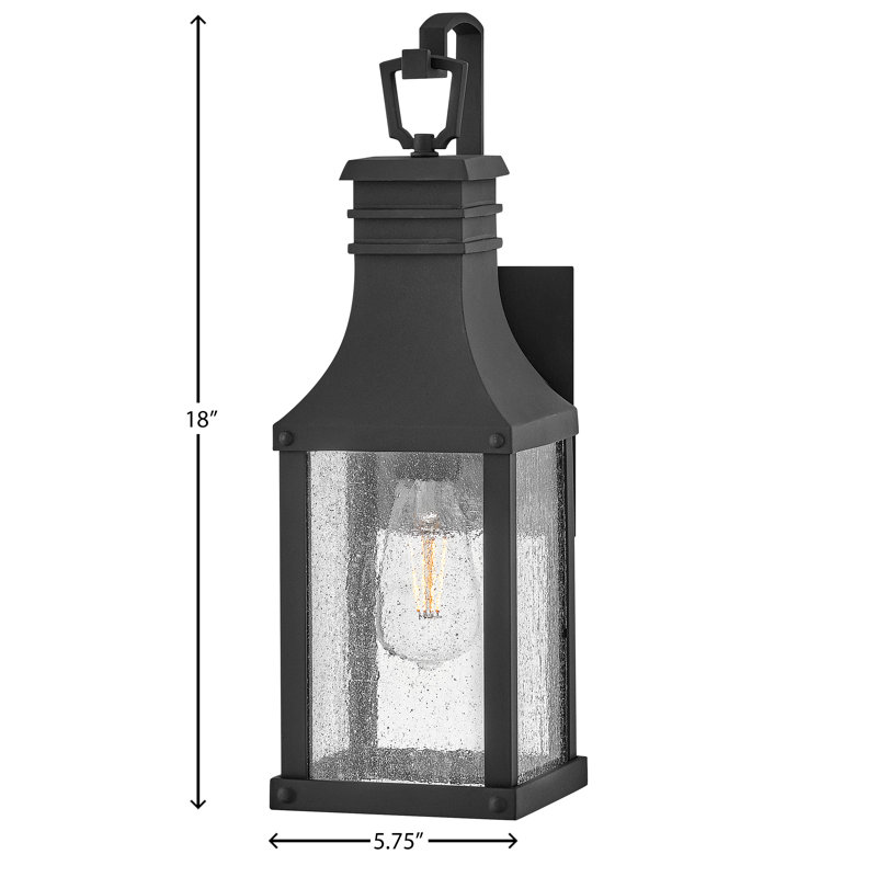 Beacon Hill 18" H Seeded Glass Outdoor Wall Lantern, Museum Black