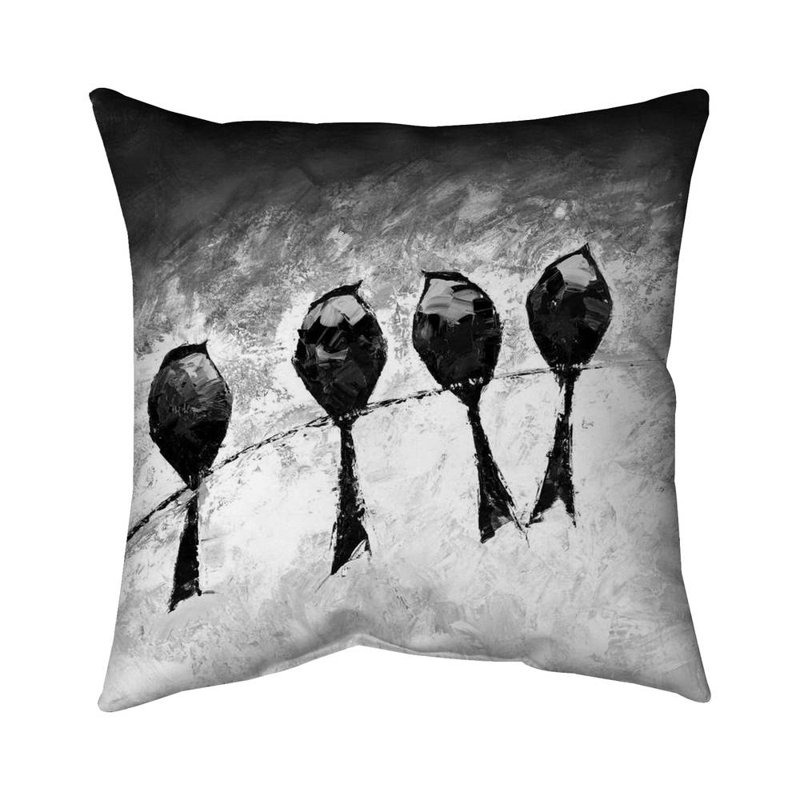 26" x 26" Black and White Polyester Square Throw Pillow