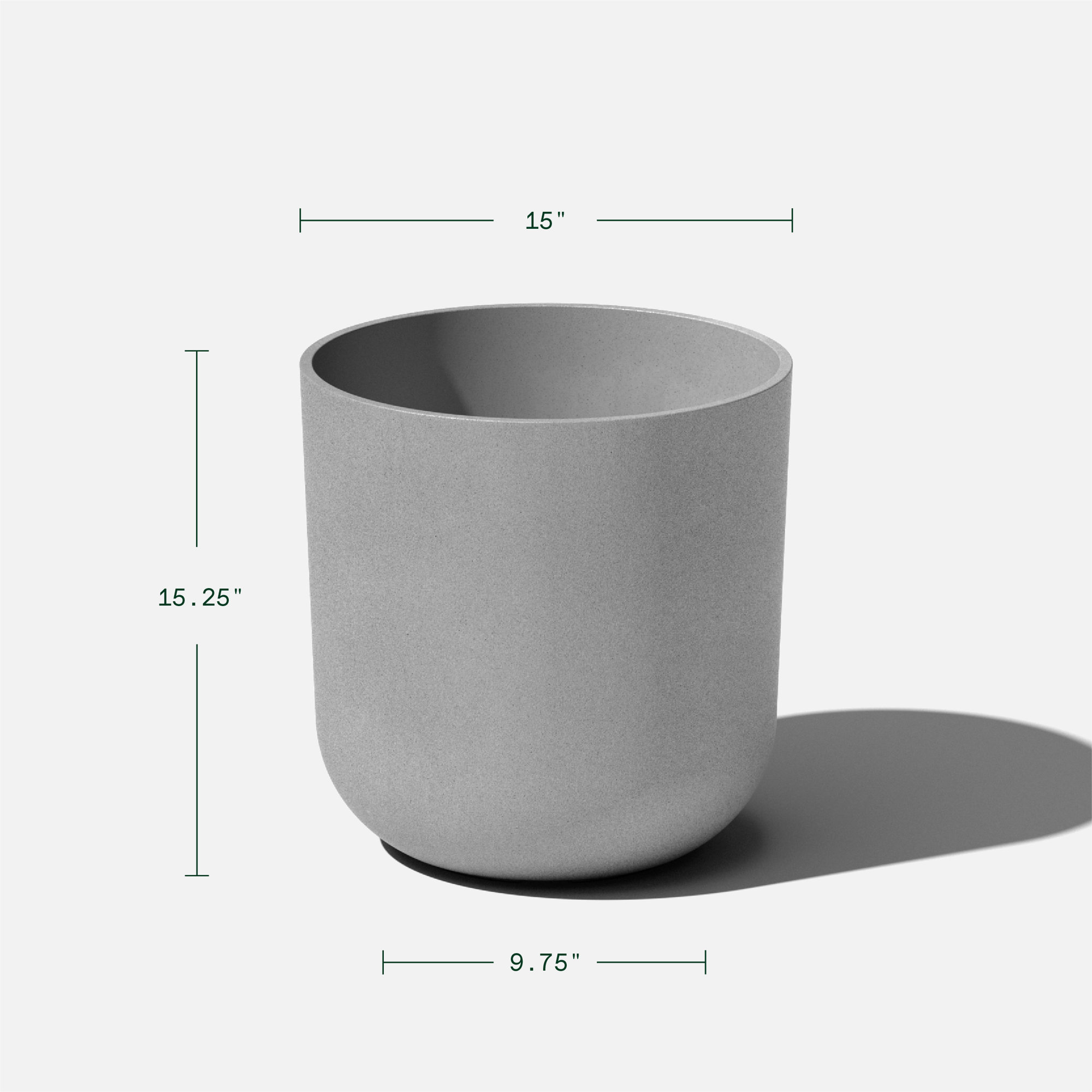 Pure Series Planter, 15.25" H x 15" W x 15" D, 1, Gray