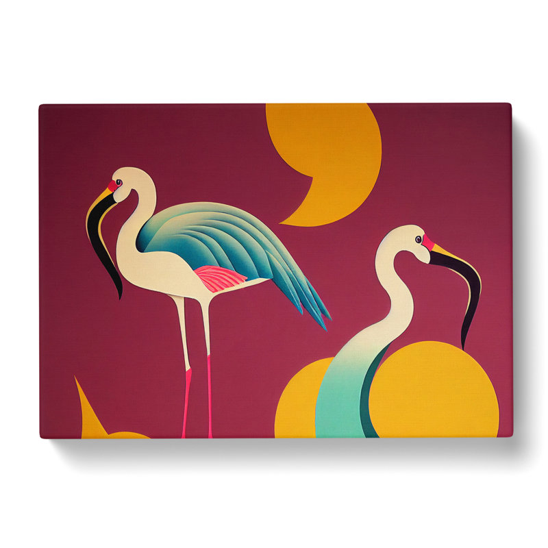 Flamingo Art Deco - Wrapped Canvas, 50cm H x 76cm W x 3cm D