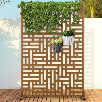 Metal Privacy Screen with Stand, Weather Resistant Outdoor Privacy Screen, Freestanding Outdoor Privacy Fence for Patio, Balcony or Deck - Street by FLIZE