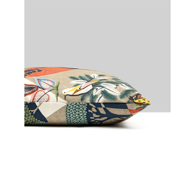 VILLELAURE PILLOW, Red/Tan Multi Llamas, Square - 24"H x 24"W