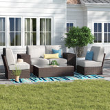 Widener Fully Assembled 4 - Person Seating Group with Cushions |All-Weather Wicker Sectional