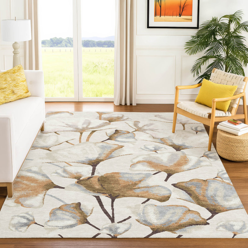 Machine Washable Indoor/Outdoor Chantille ACN2405 Botanical Rug, Rectangle 10' x 14'