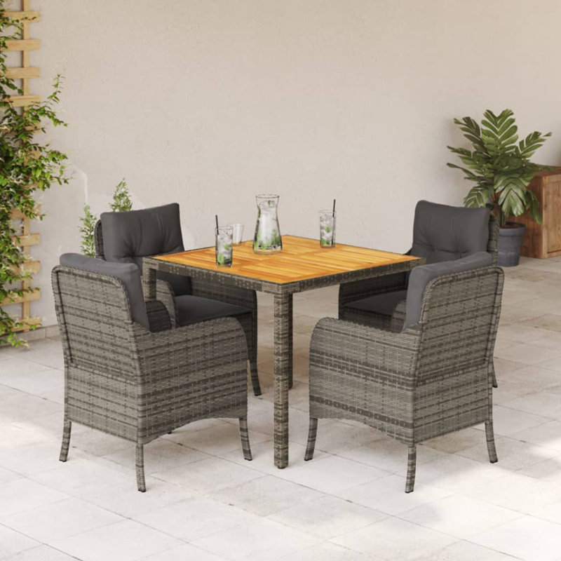 Ensemble de salle à manger de patio Dakota Fields avec coussins en rotin de poly, H 29,5 po x l 59,1 po x P 35,4 po, 6