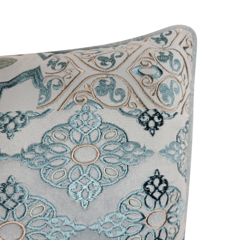 Embroidered Feather Throw Pillow