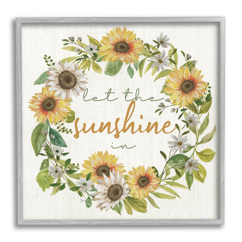Let The Sunshine In Sunflower Wreath, estampe numérique par Nan, H 17 po x l 17 po x P 1,5 po, Estampe numérique Farmhouse