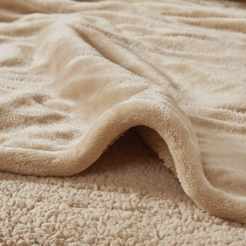 Twin Blue Reversible Plush Heated Blanket