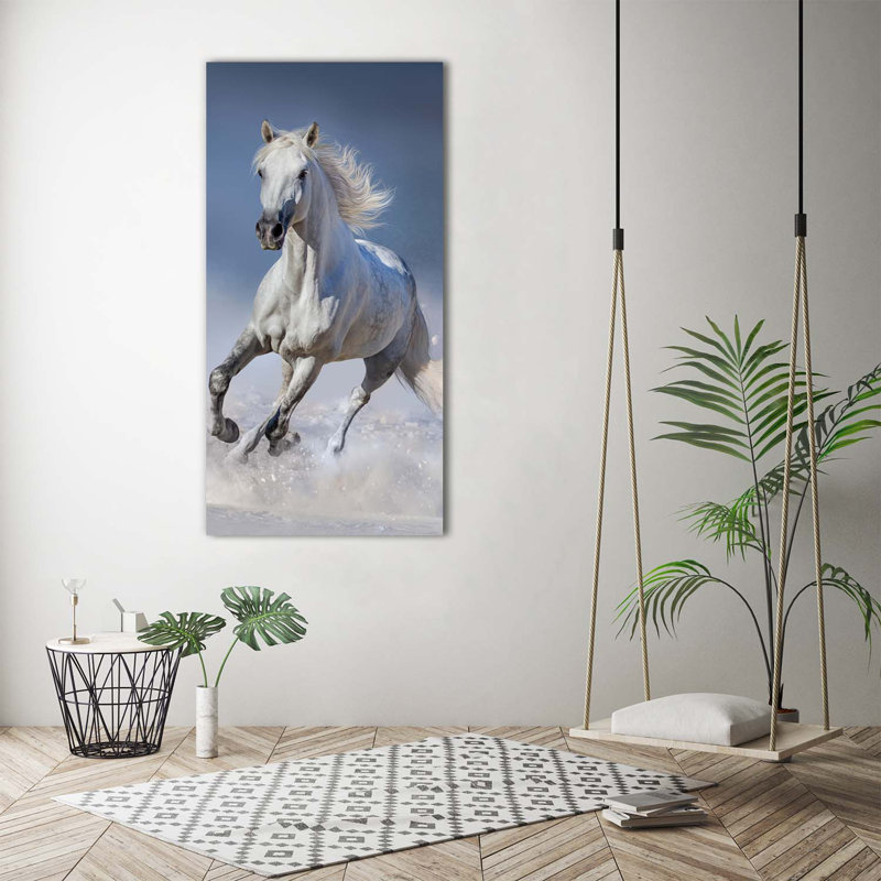 White Horse In Gallop - Wrapped Canvas Print
