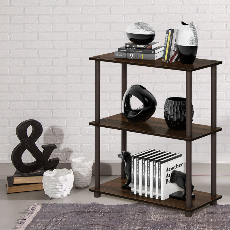 Étagère compacte à 3 niveaux avec support rond, Noyer/brun, H 29,5 po x l 23,6 po x P 11,4 po