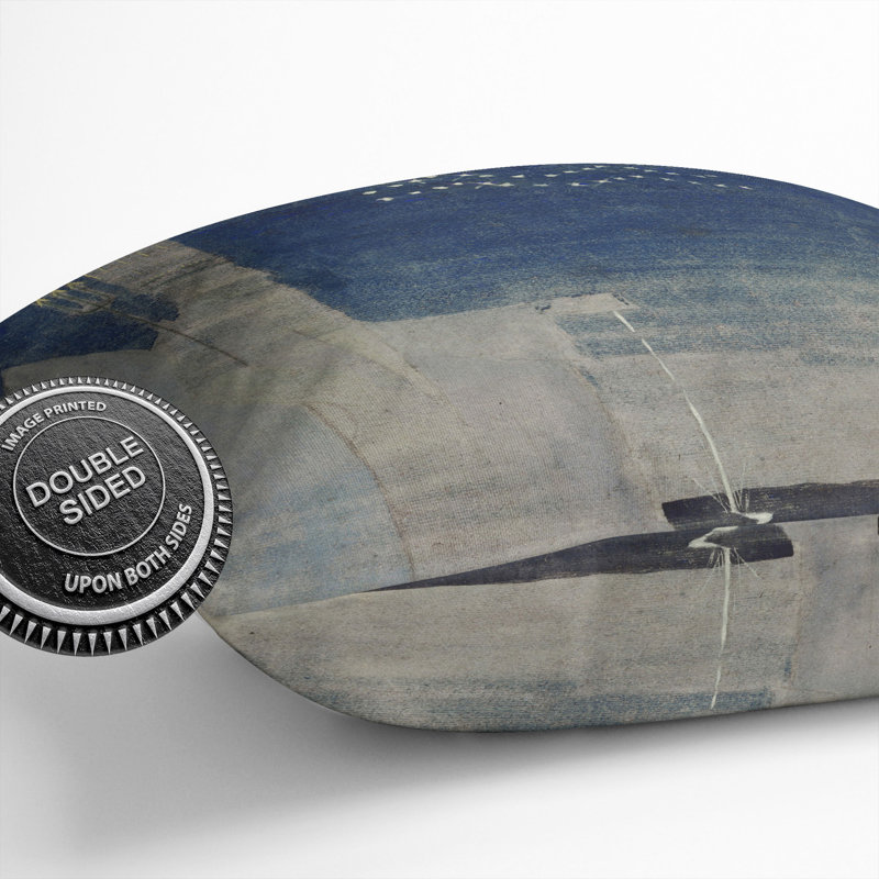 Square Cushion, 55cm H x 55cm W x 20cm D, Blue/Grey