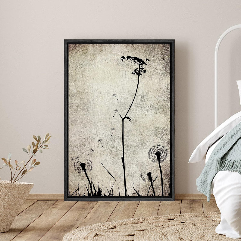 Dark Plants Profile " Industrial Dandelions In Wind ", 36" H x 24" W x 1.5" D