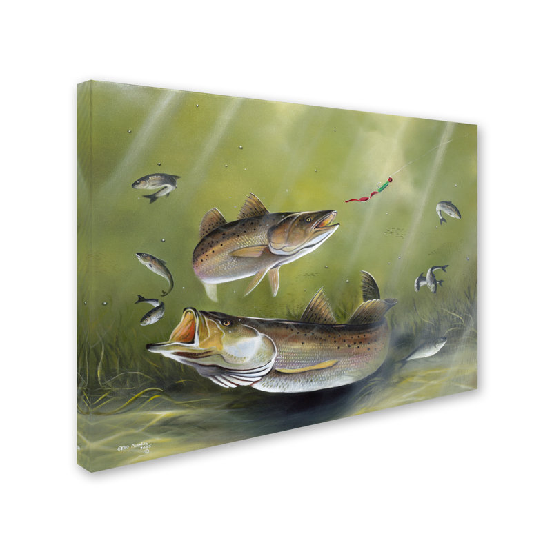 « tacheté truite », reproduction d’impression sur toile tendue, H 35 po x l 47 po