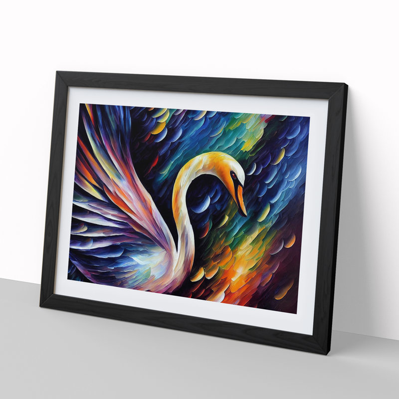Swan Vol.4 Abstract - Single Picture Frame Painting, Black Framed, 46cm H x 64cm W x 2cm D