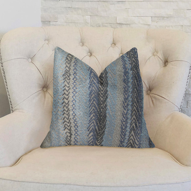 Embroidered Linen Reversible Throw Pillow, 26" H x 26" W, Square