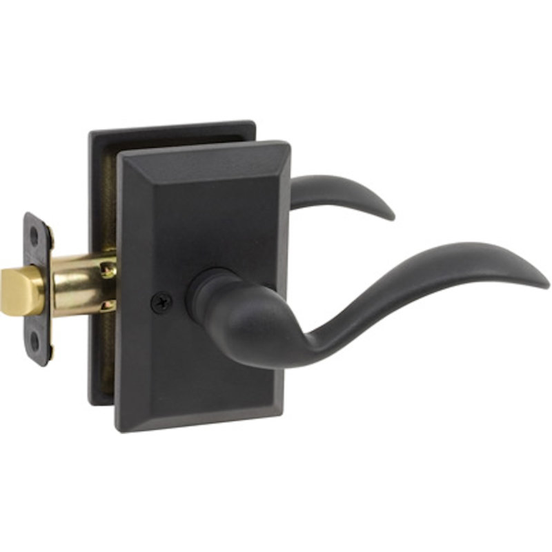 Faux levier de porte simple Sandcast, Droite, Noir patiné