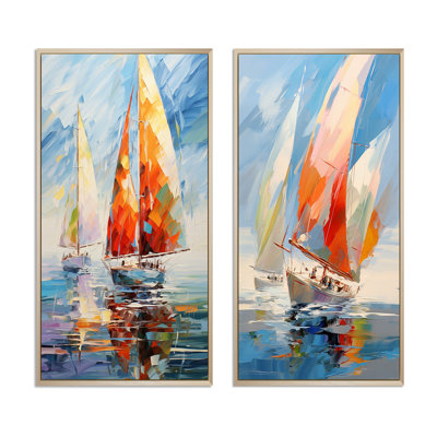 " Sailboat Abstract Winds " 2 - Pieces