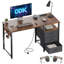Metal Base Computer Desk with Power Outlet-402340376
