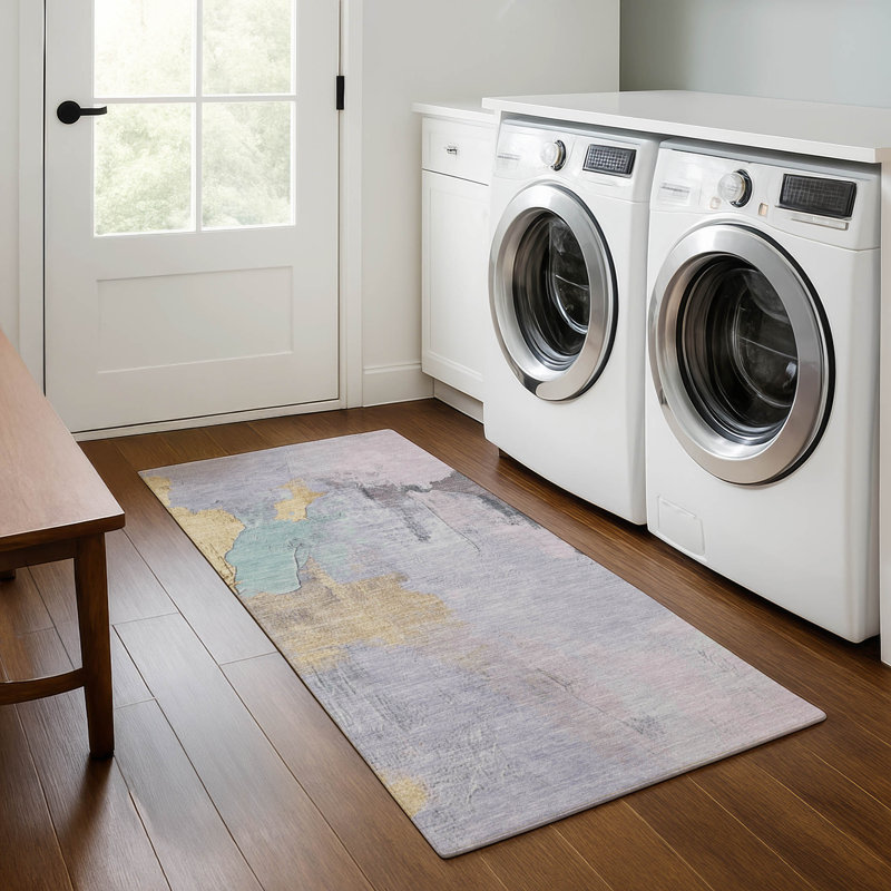 Premium Machine Washable Mouton Abstract Rug, Runner 2'3" x 7'6"