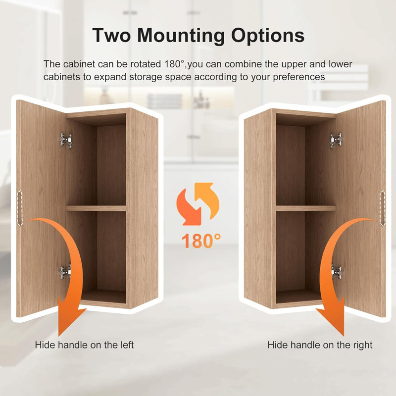 12-Inch Floating Bathroom Vanity Side Cabinet with a Door and a Shelf