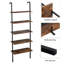 Bibliothèque échelle industrielle à 5 niveaux avec tablette en métal, bois brun rustique et noir, l 23,6 po x l 11,8 po x H 70,9 po