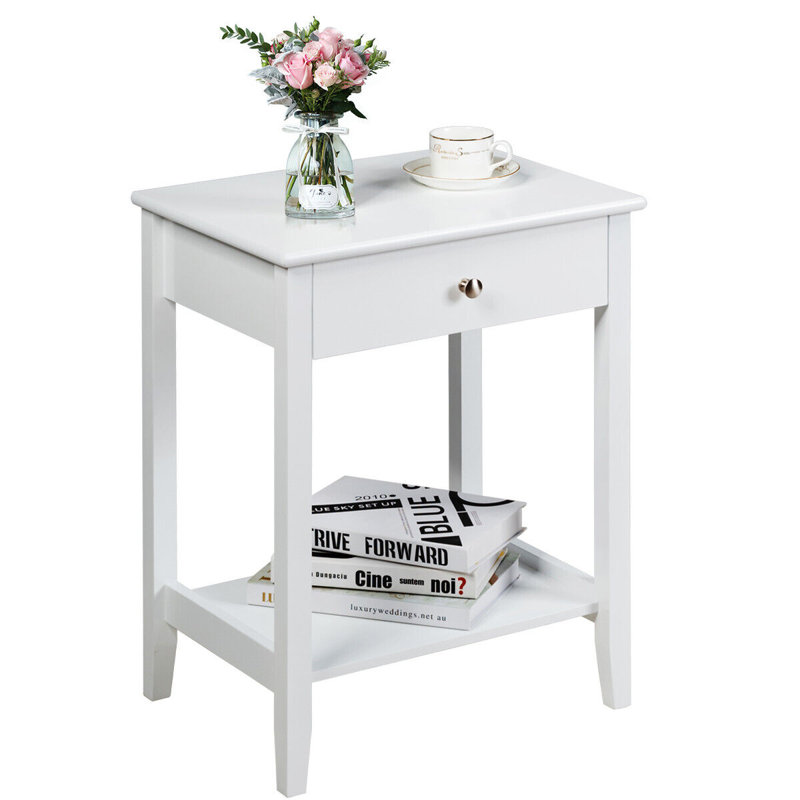 Autrey 47 cm W Bedside Table, White