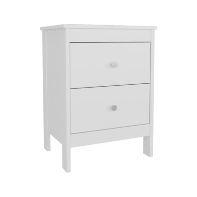 White Nightstand with Drawers, Set of 2