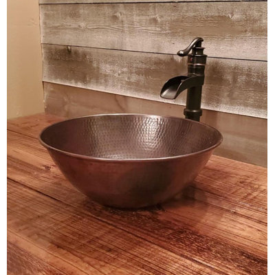 14" Round Copper Vessel Bathroom Sink--Handmade
