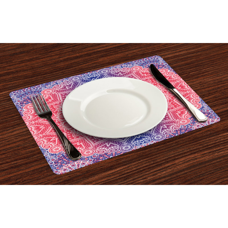 Polyester Abstract Rectangle Placemat, Ruby/Royal Blue