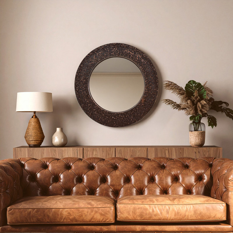 Corinne Metal Flat Wall Mirror, Copper/Black