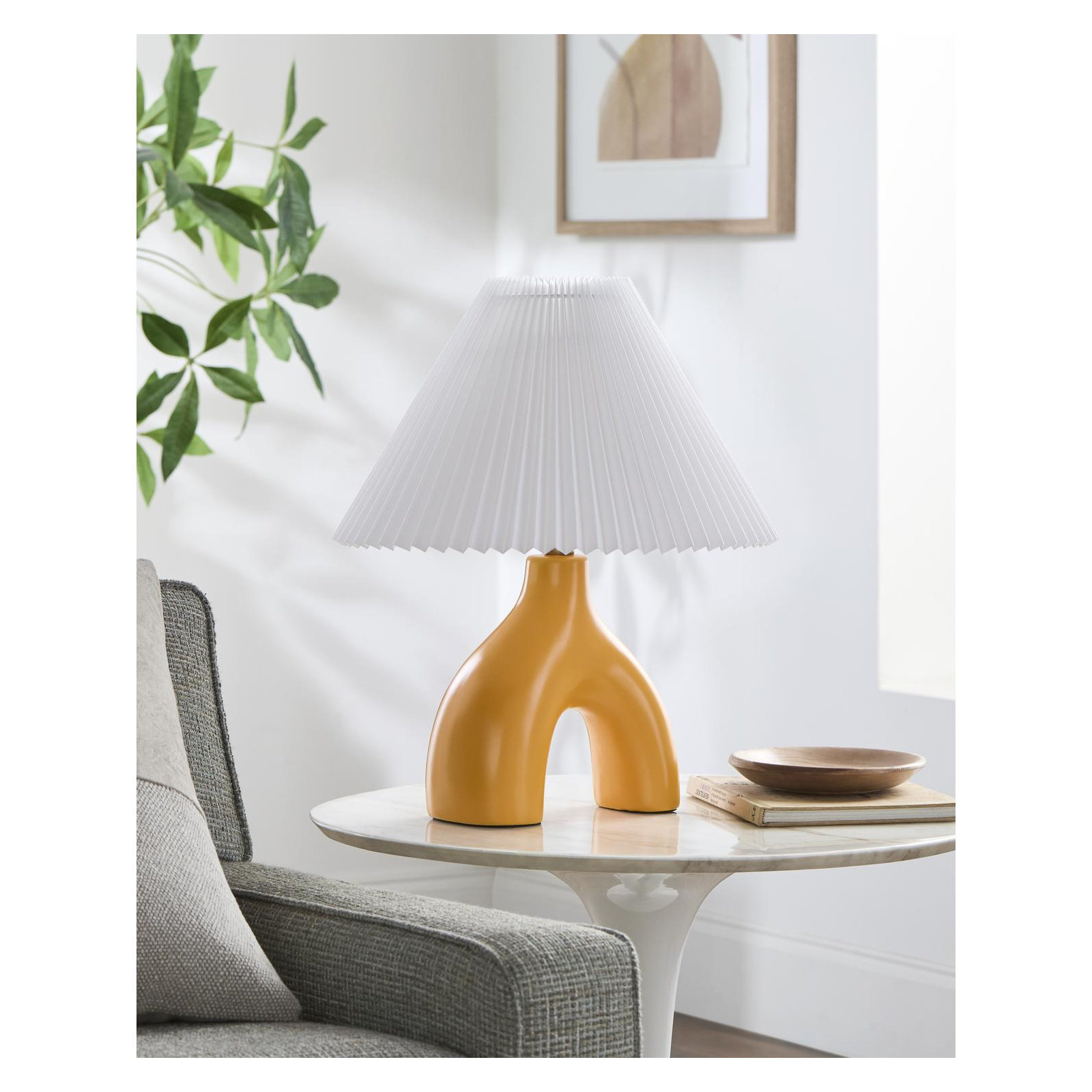 Celes Table Lamp, Orange, White