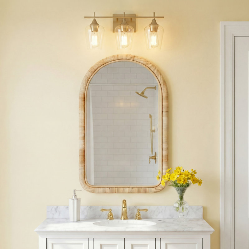 Breena Dimmable Vanity Light in Warm Brass, Warm Brass, Clear