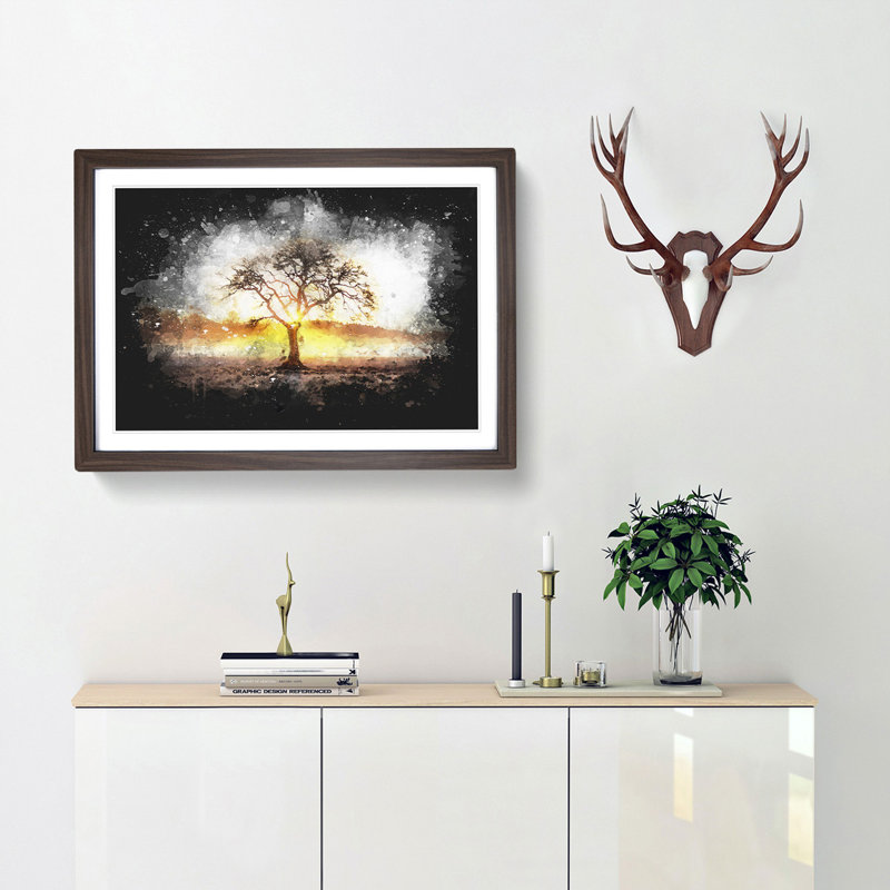 Sunlight Through the Oak Tree - Picture Frame Graphic Art Print, 62cm H x 87cm W x 2cm D, Walnut Framed
