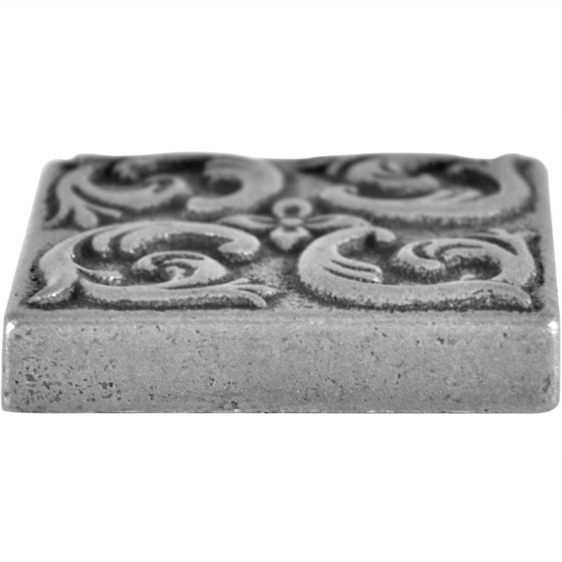 4'' x 4'' Hand Painted Resin Decorative Accent Tile, Pewter Nickel