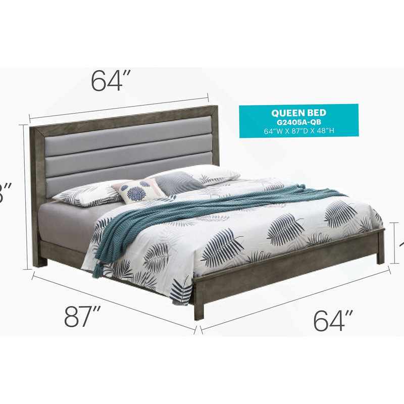 Stylish Gray Queen Bed With Robust Design, Queen