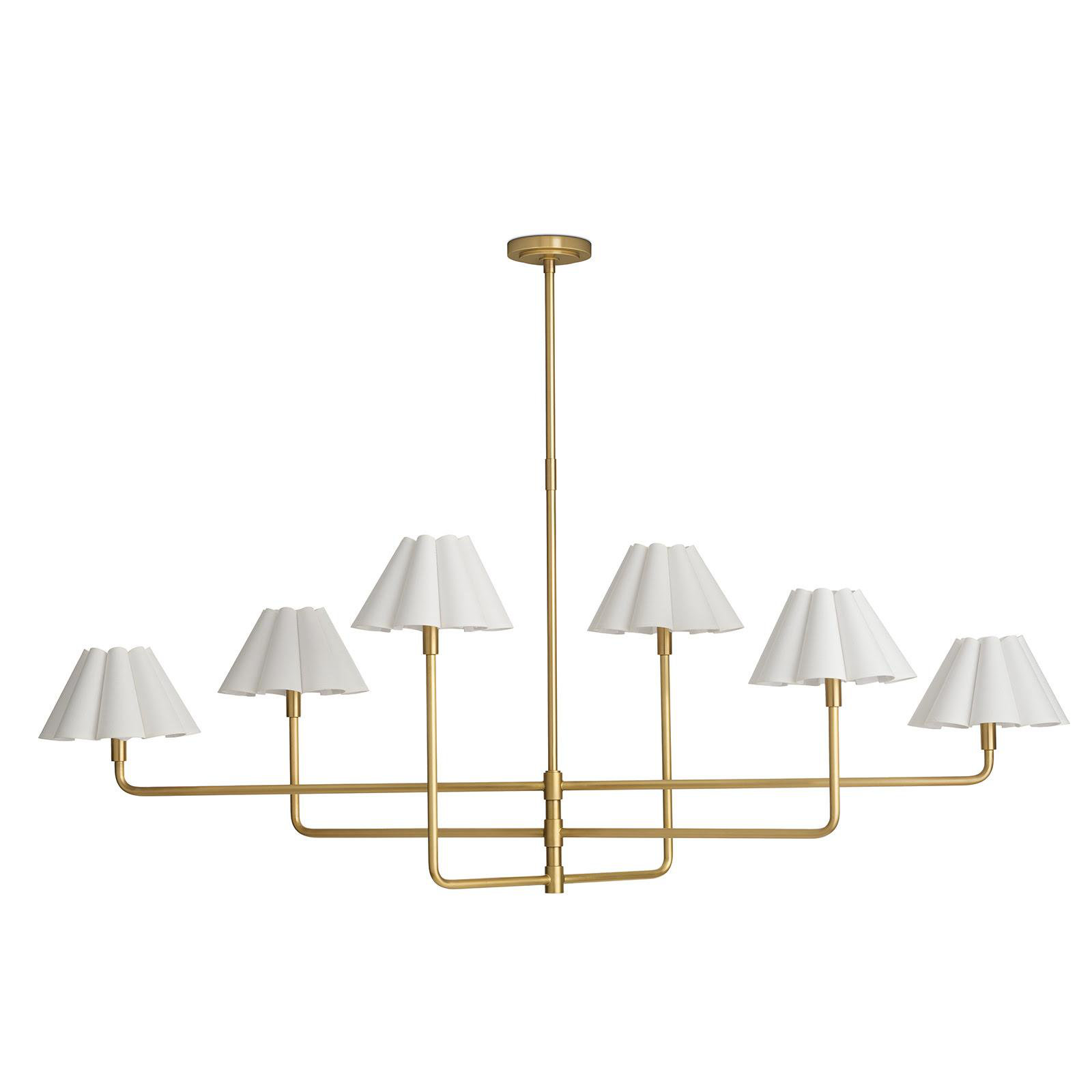 Polly Chandelier, Natural Brass, White