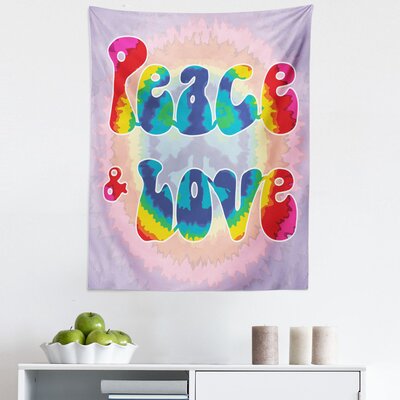 Groovy Tapestry Queen Size, Peace And Love Text In Tie Dye Effect Pattern Energetic Youthful Fun 60S 70S Hippie, Wall Hanging Bedspread Bed Cover Wall -  East Urban Home, 2442199FABAC491B9BECA7F829098248