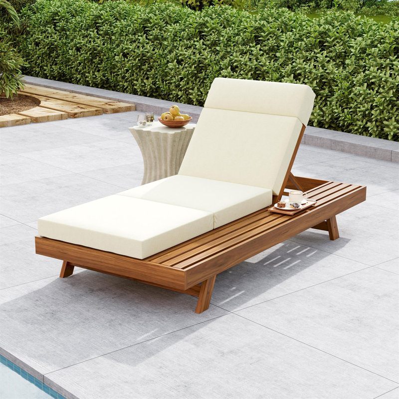 Chaise longue avec repose-tête, Beige