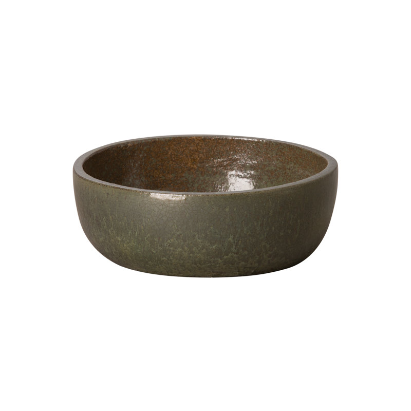 Pot à fleurs en argile, H 5,5 po x l 15 po x P 15 po, Vert métallique