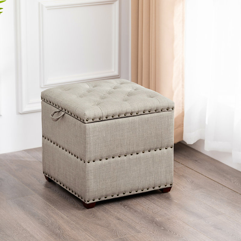 Rangement pour repose-pieds carré touffeté de 18 po de large Sierra, Beige