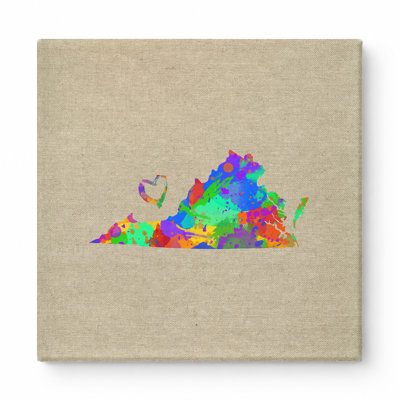 Virginia State Map Watercolor — Square Canvas Wall Art