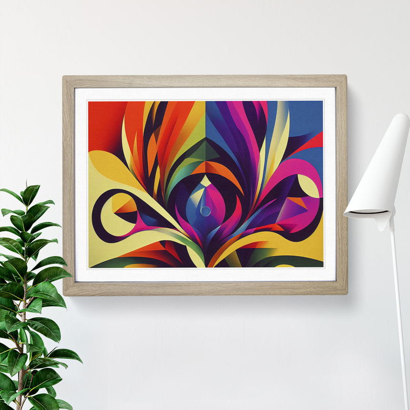 Cosmopolitan Abstract - Framed Print, 34cm H x 46cm W x 2cm D, Oak
