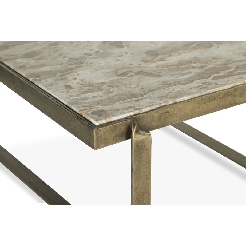 Table basse 32 po avec marbre et laiton antique Gilliland