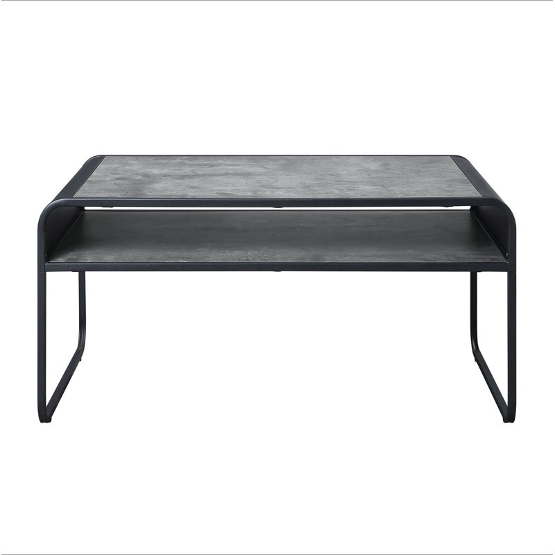 Concrete Grey And Black 1-Shelf Coffee Table