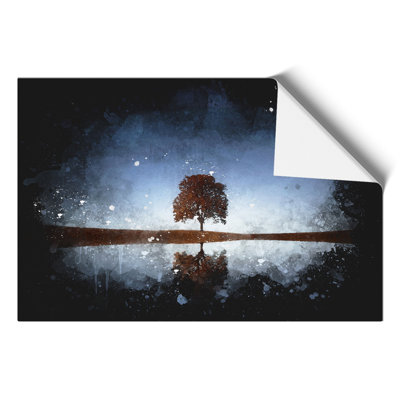 Tree at Dusk Paint Splash - Frameless Print